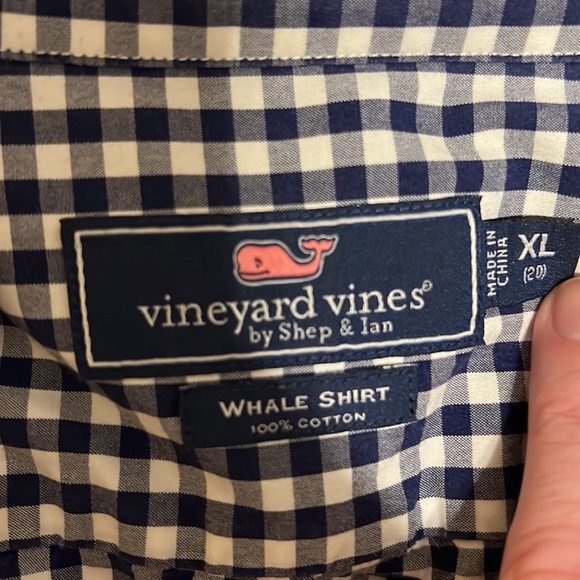 Vineyard Vines Navy/White checkered Button Down - Picture 2 of 4